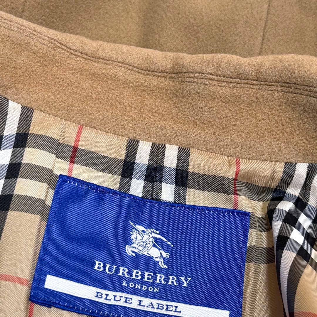 極美品　バーバリーブルーレーベル　カシミヤ　ロングコート　ノバチェック　Mサイズ