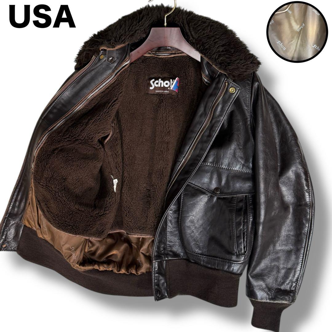 Schott USA G-1 カウレザー ライナー付き フライトジャケット L