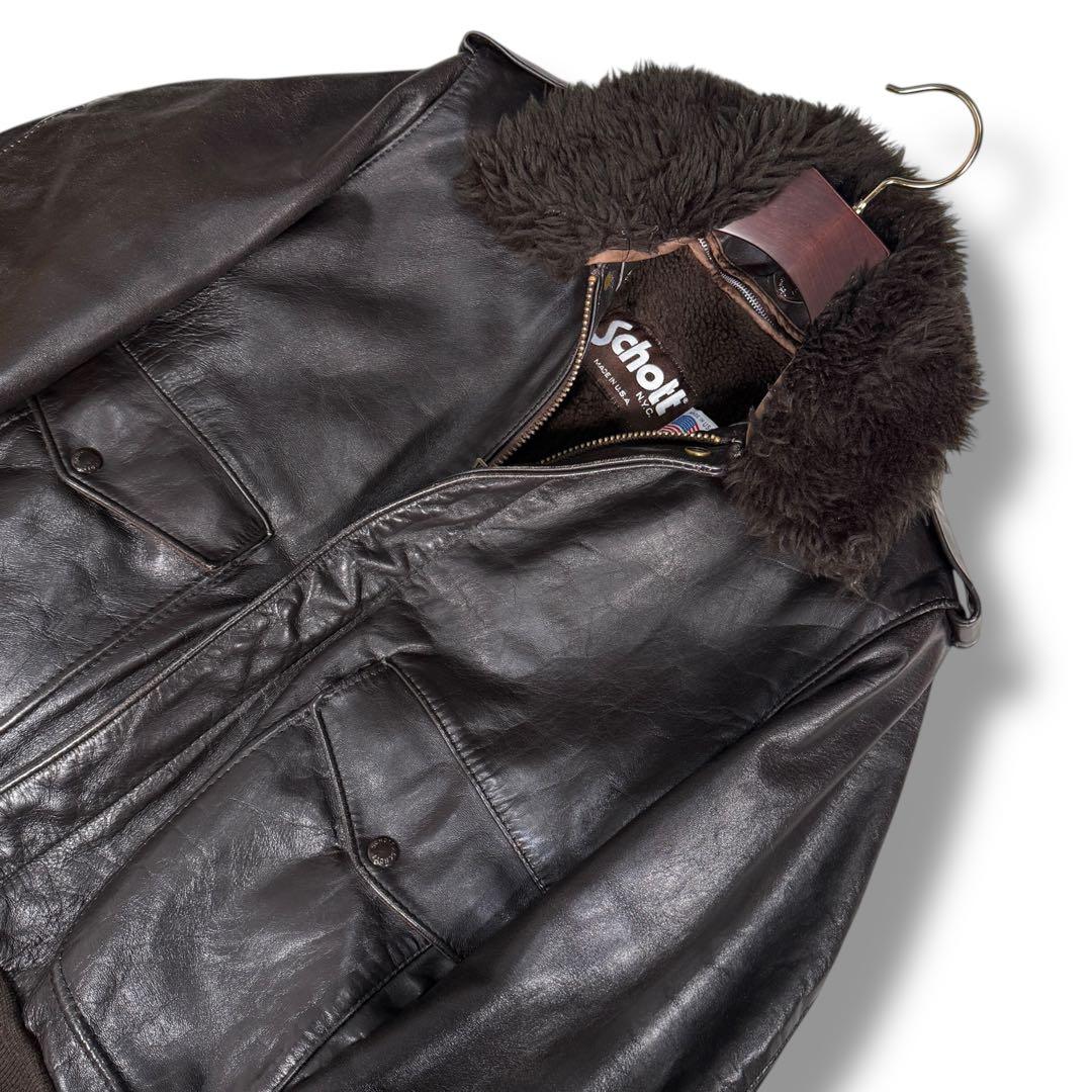 Schott USA G-1 カウレザー ライナー付き フライトジャケット L