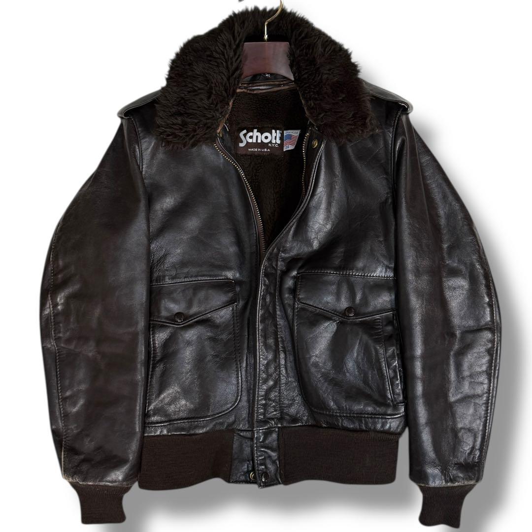 Schott USA G-1 カウレザー ライナー付き フライトジャケット L