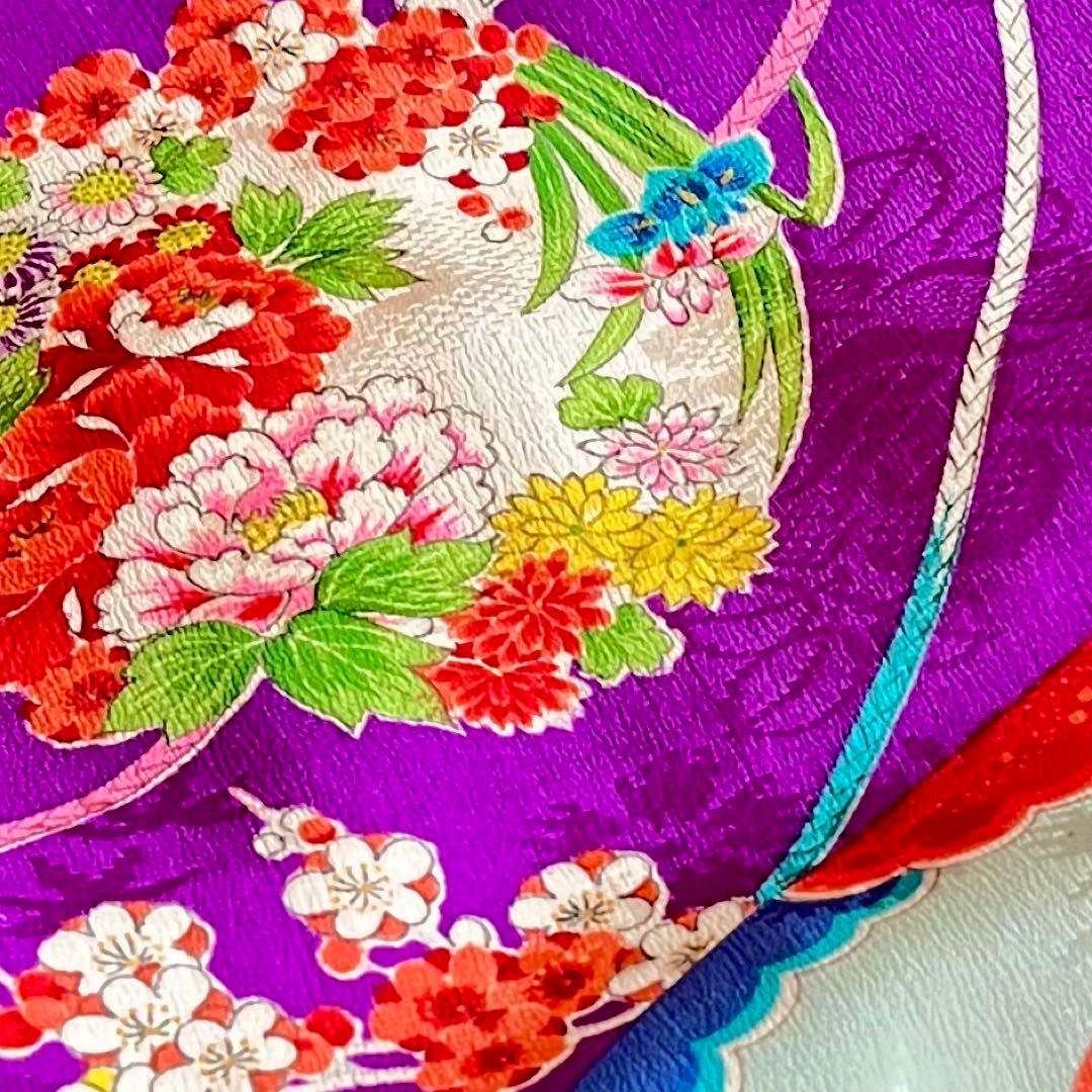 正絹 アンティーク着物 七五三 ◇鼓 地紙 花丸紋 古典柄