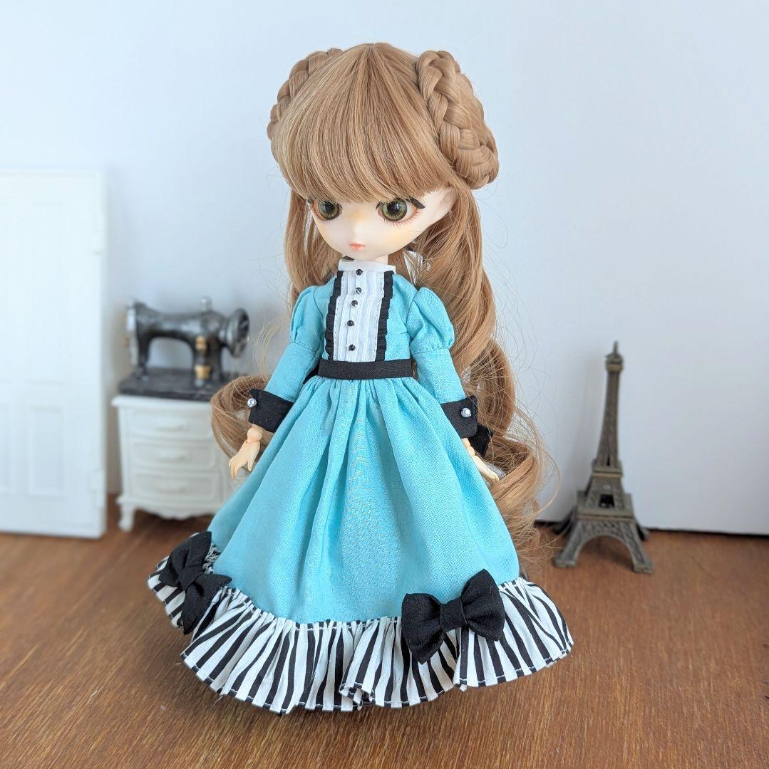 1170※ハルモニアブルーム ※ミントブルーのロングドレスとボンネット