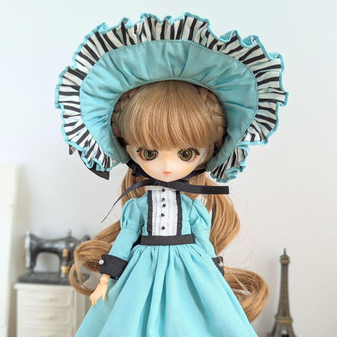 1170※ハルモニアブルーム ※ミントブルーのロングドレスとボンネット