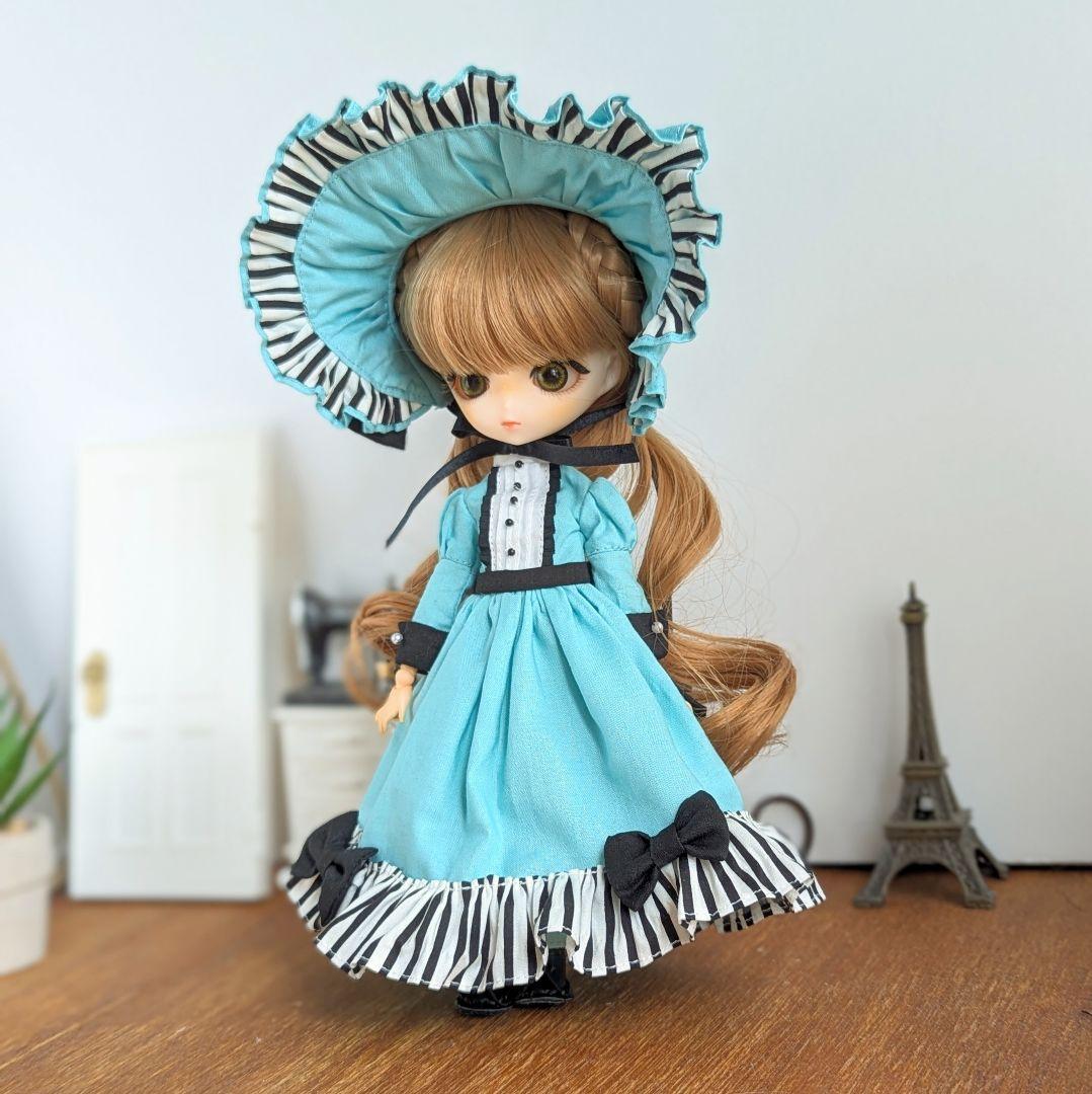 1170※ハルモニアブルーム ※ミントブルーのロングドレスとボンネット