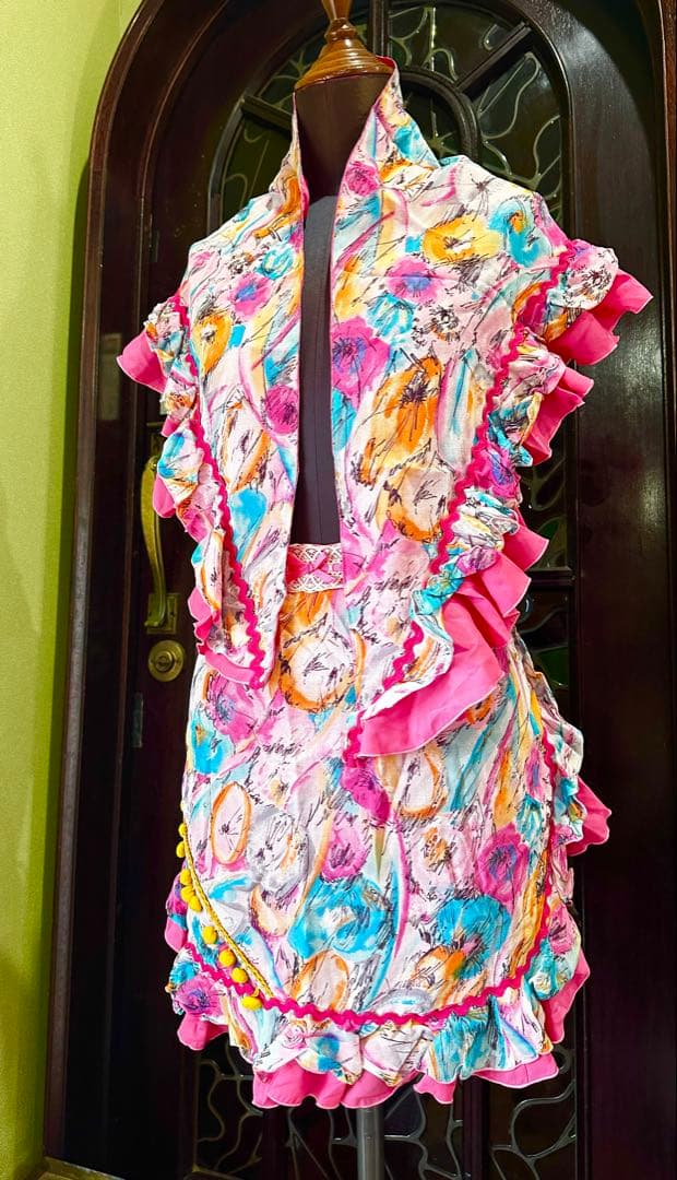 フラメンコ カラフル　ジージョ＆エプロン セット ／一点もの／舞台・発表会用