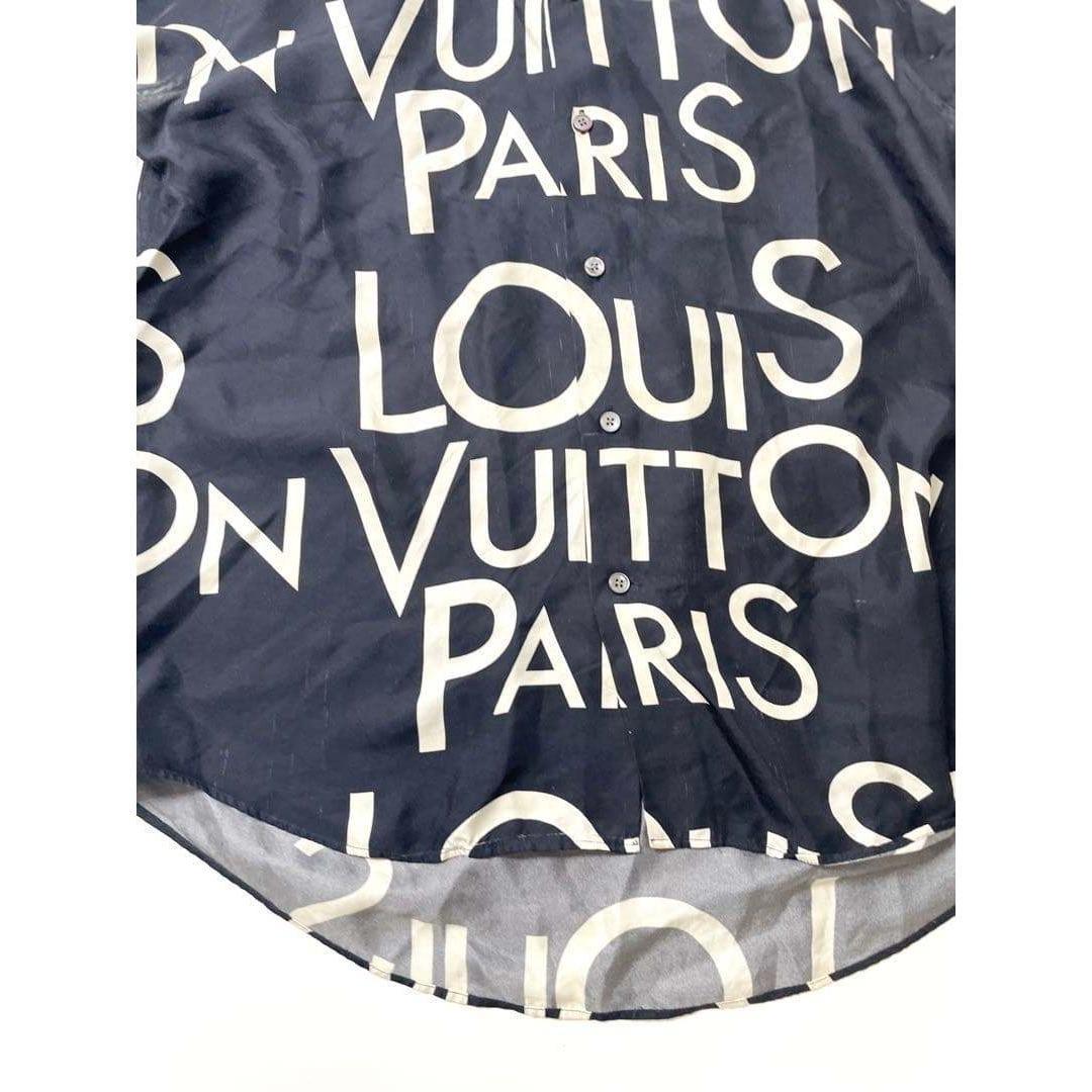 ルイヴィトン　シルク　レギュラーフィット　プリント　総柄　ロングシャツＬサイズ