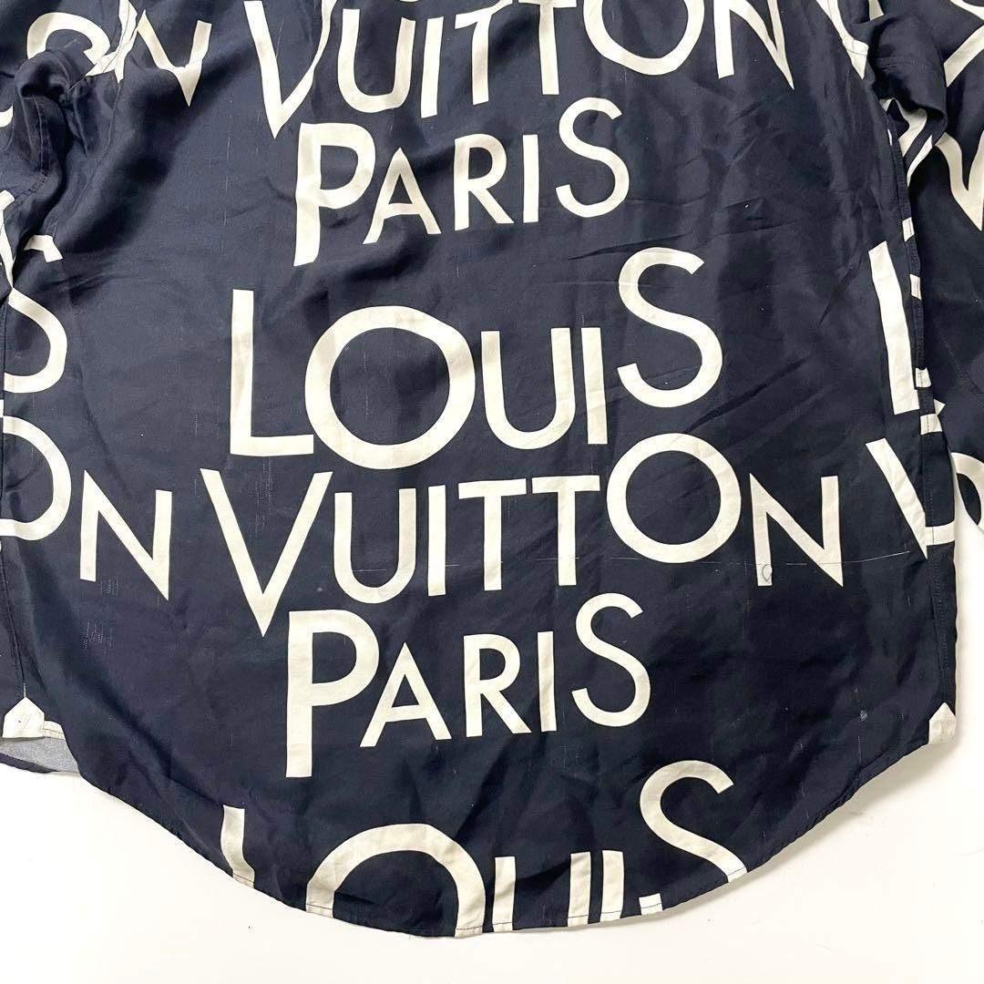 ルイヴィトン　シルク　レギュラーフィット　プリント　総柄　ロングシャツＬサイズ