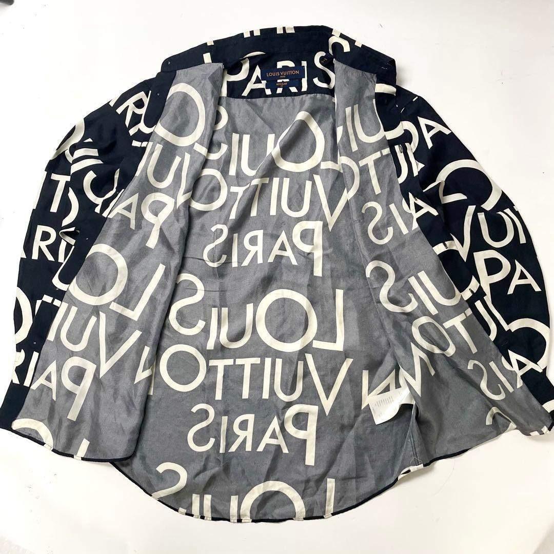 ルイヴィトン　シルク　レギュラーフィット　プリント　総柄　ロングシャツＬサイズ