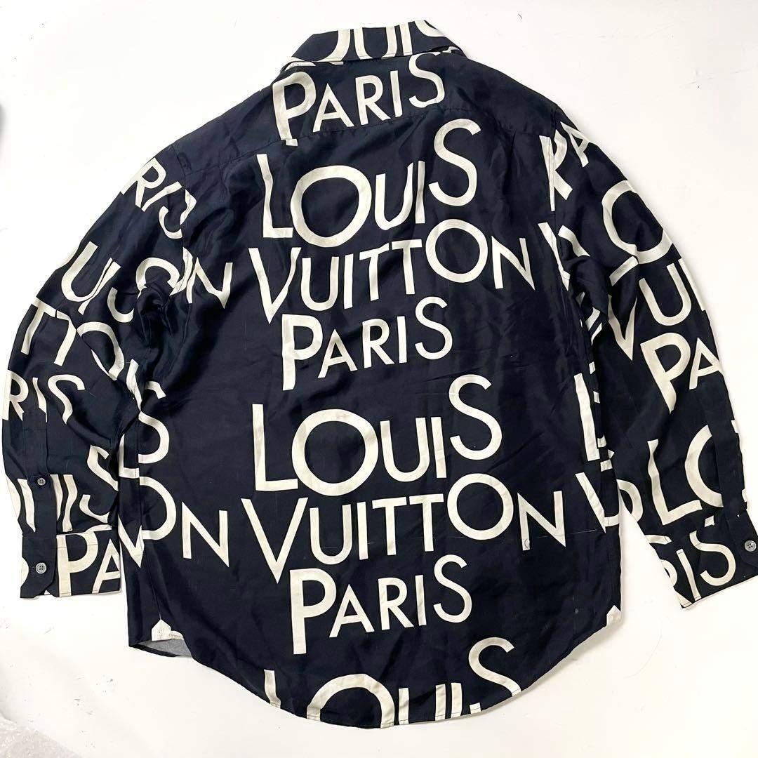 ルイヴィトン　シルク　レギュラーフィット　プリント　総柄　ロングシャツＬサイズ