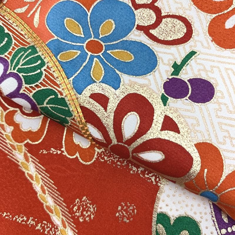 408ag82□七五三 七歳 女児 着物&袋帯 金駒刺繍 鈴 蝶 ピンク□美品