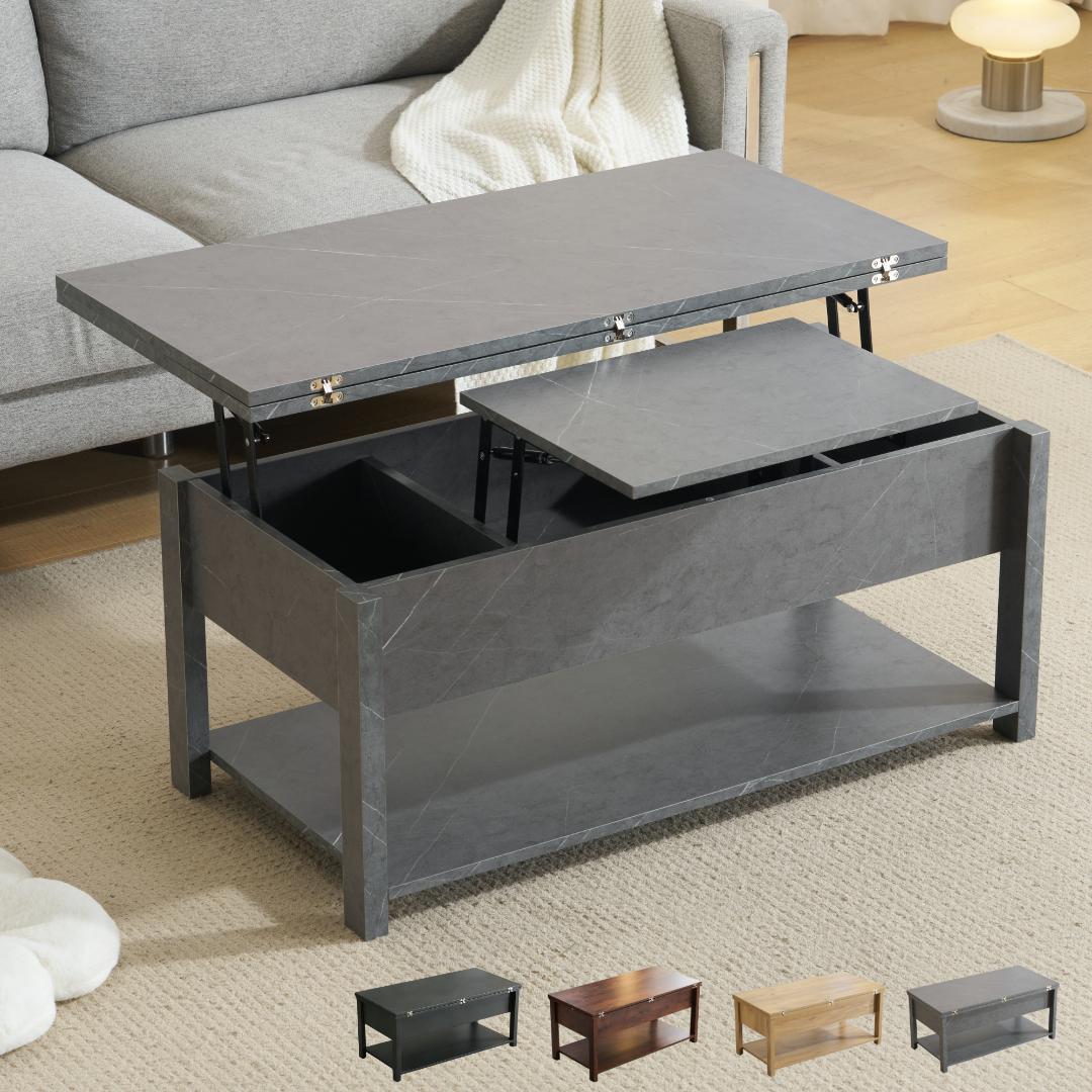 【新品】折り畳み&昇降式テーブル 収納付き 幅100cm おしゃれ