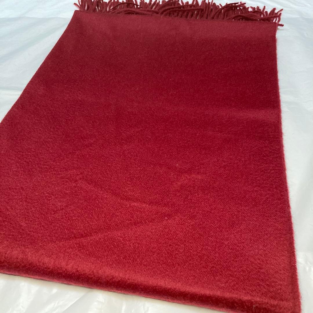 極美品 ジョンストンズ カシミヤ100％ 大判ストール ワインレッド