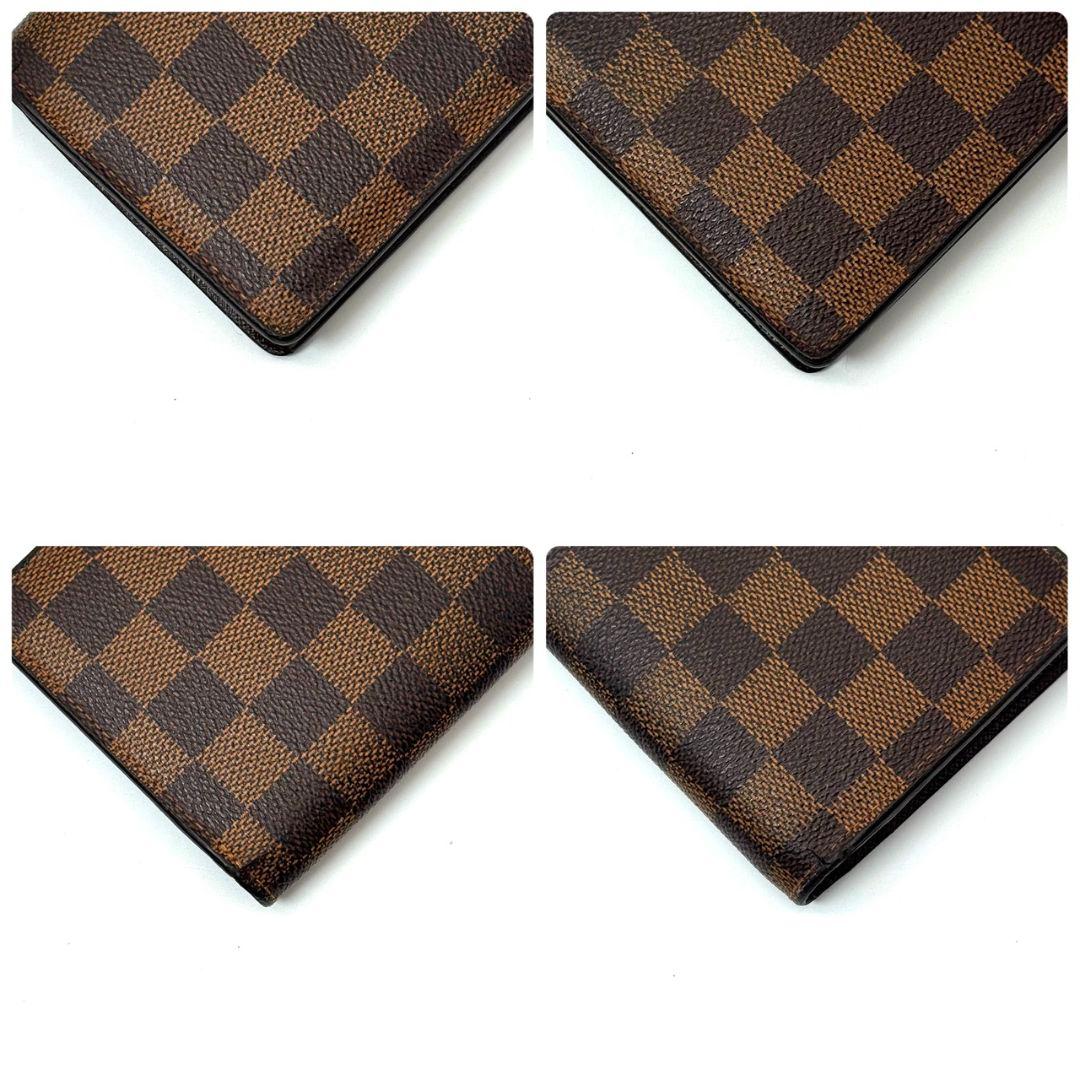 良品 ルイヴィトン ダミエ エベヌ ポルトフォイユ ブラザ 財布 二つ折り 茶色