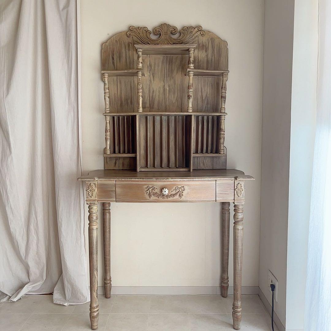 フランス製　アンティーク　シャビーシック　デスク　飾り棚　フレンチシャビー　机