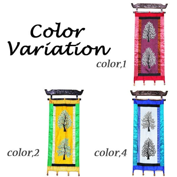 カンボジア直輸入☆シルクペイントタペストリー（ロング）Lサイズ　color,4