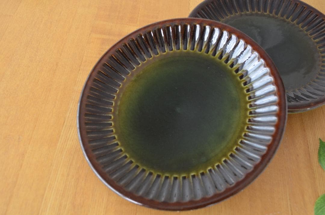 ゲフレ●KOSMOS/コスモス●19cmプレート3枚 オリーブ/グリーン