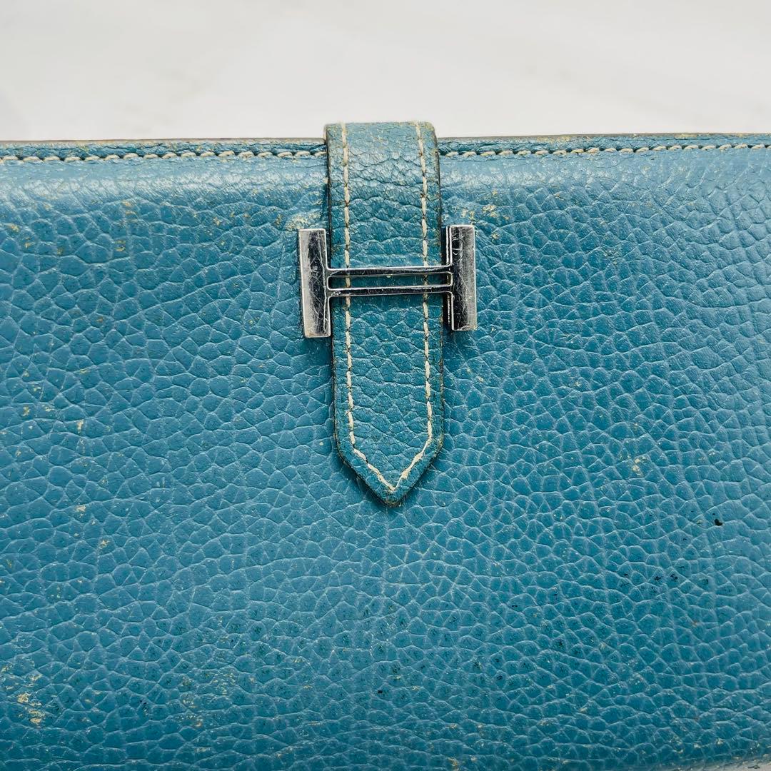 【kk/12.16/10】HERMES 財布 ベアンスフレ ヴォーエプソンブルー