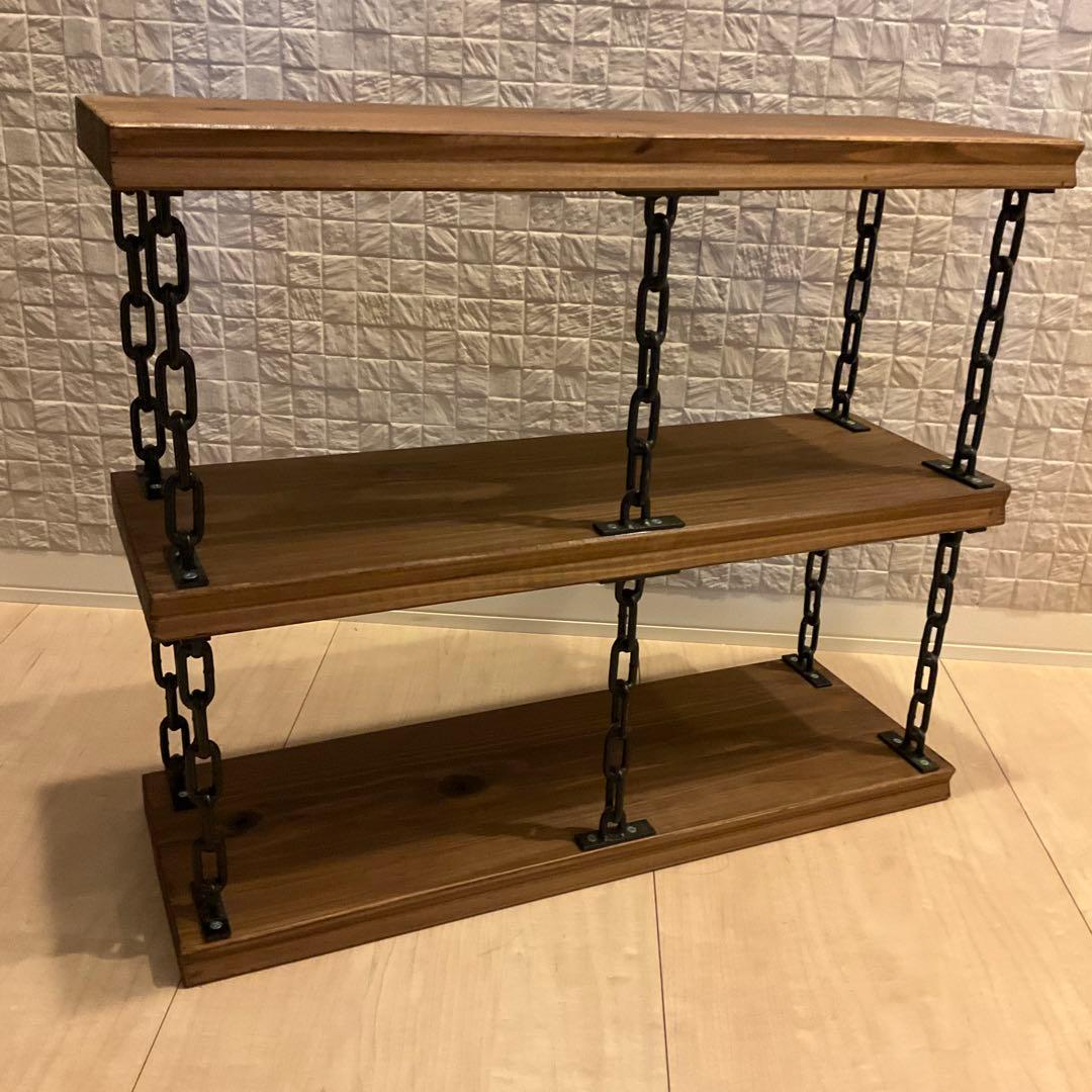 【最終値下】木製三段シェルフ チェーン付き