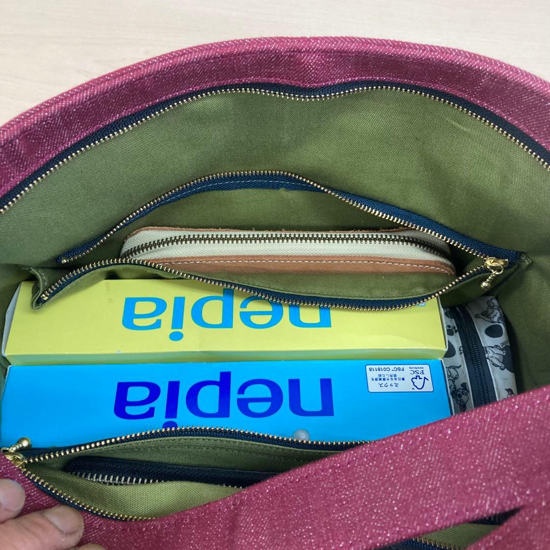 デニム✖︎本革　2wayリュック　がま口　ハンドメイド　オーダー