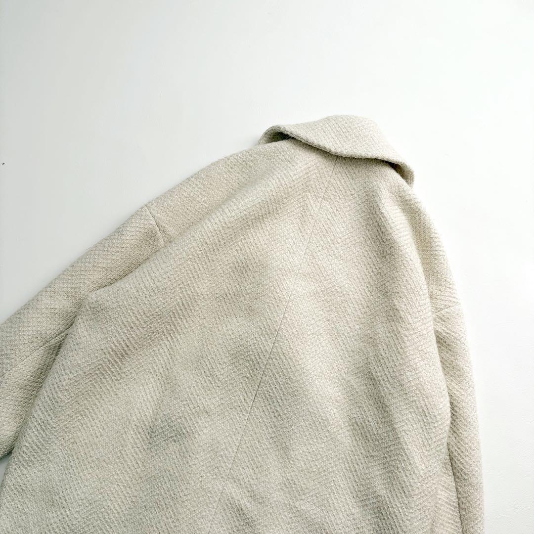 美品　プラージュ GIOLICA ヘリンボン コクーンコート ツイード ホワイト