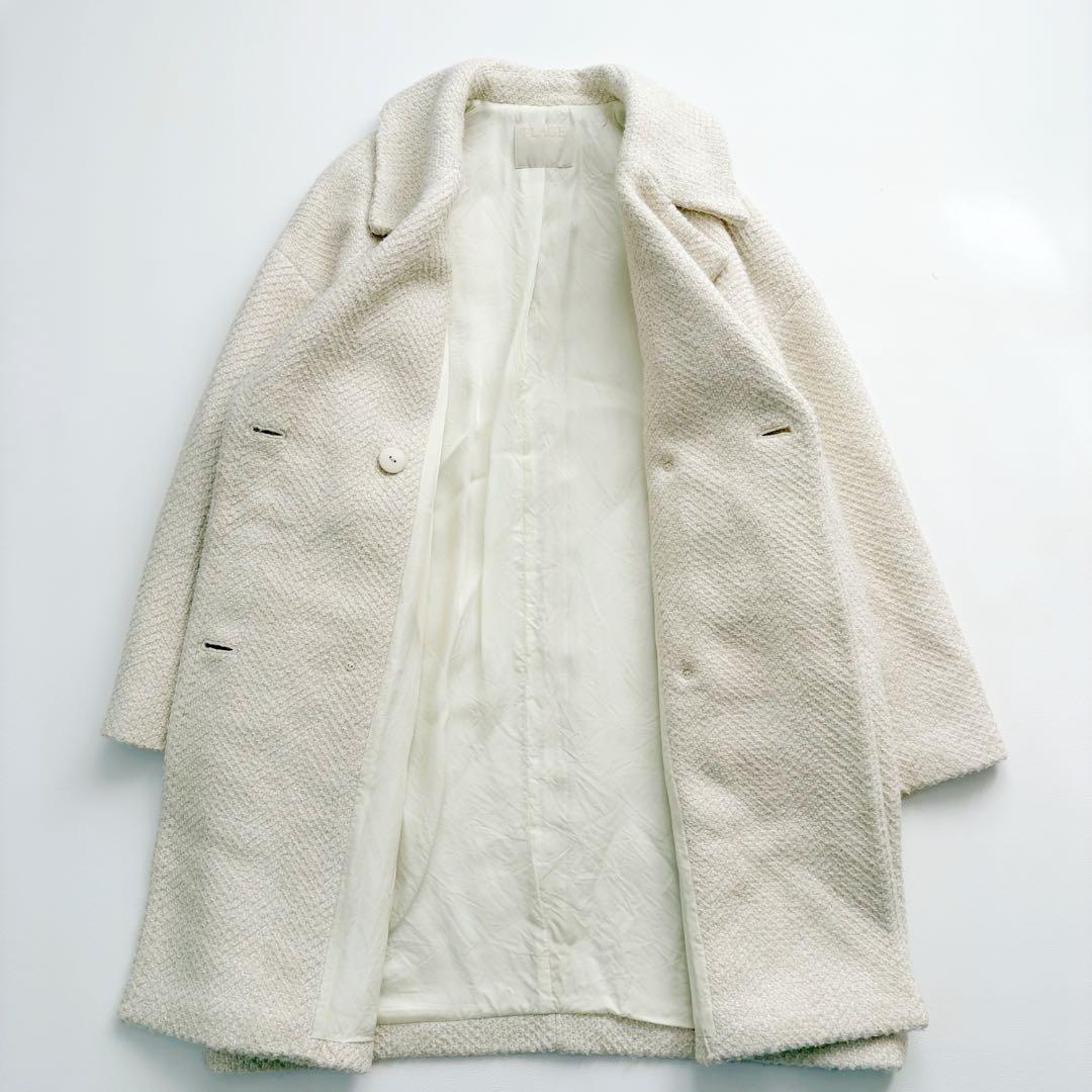 美品　プラージュ GIOLICA ヘリンボン コクーンコート ツイード ホワイト