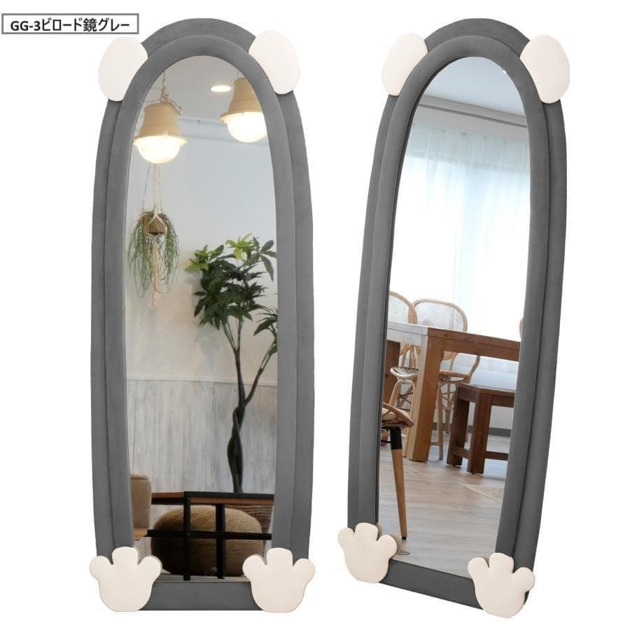 大特価セール全身鏡 韓国風 可愛い 160x60 ビロードフレーム グレー08