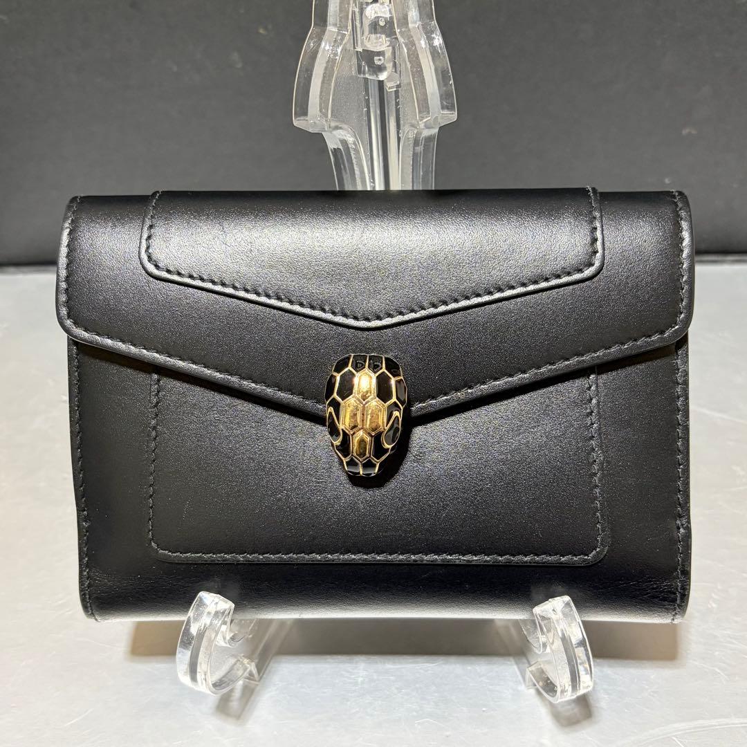 美品　ブルガリ　セルペンティ　蛇　バイカラー　三つ折り財布