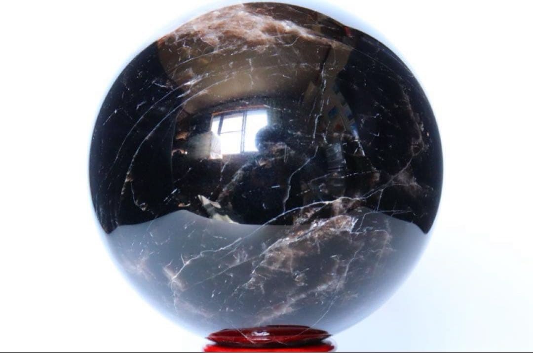 虹入り モリオン 黒水晶 丸玉 スフィア 3.3kg 送料無料