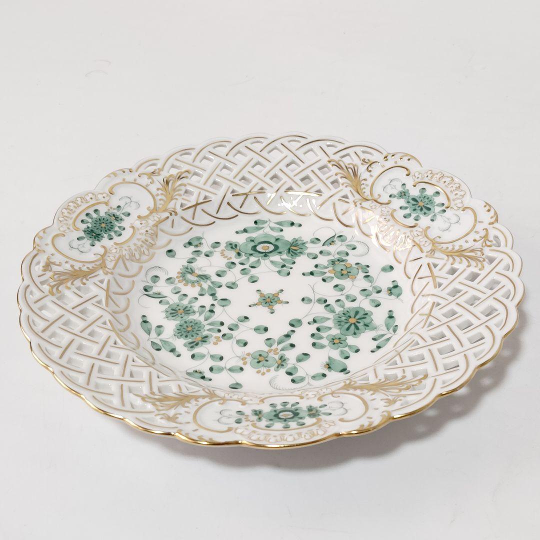 未使用品 美品 Meissen マイセン インドの華 リッチグリーン プレート
