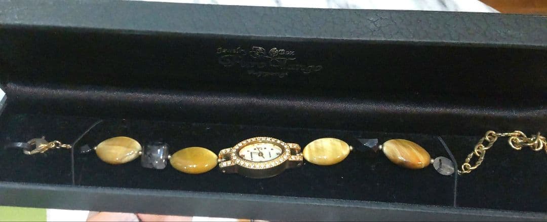 天然石　オニキス　ゴールデンアイ　タイガーアイ　ブラックルチルクォーツ　時計