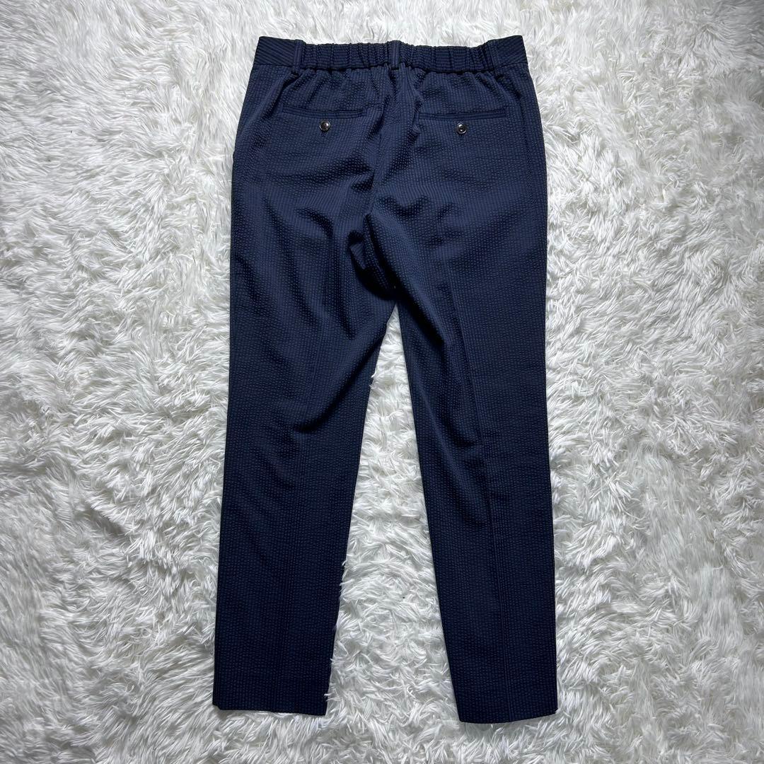 グリーンレーベルリラクシング シアサッカー パンツスーツ セットアップ ネイビー