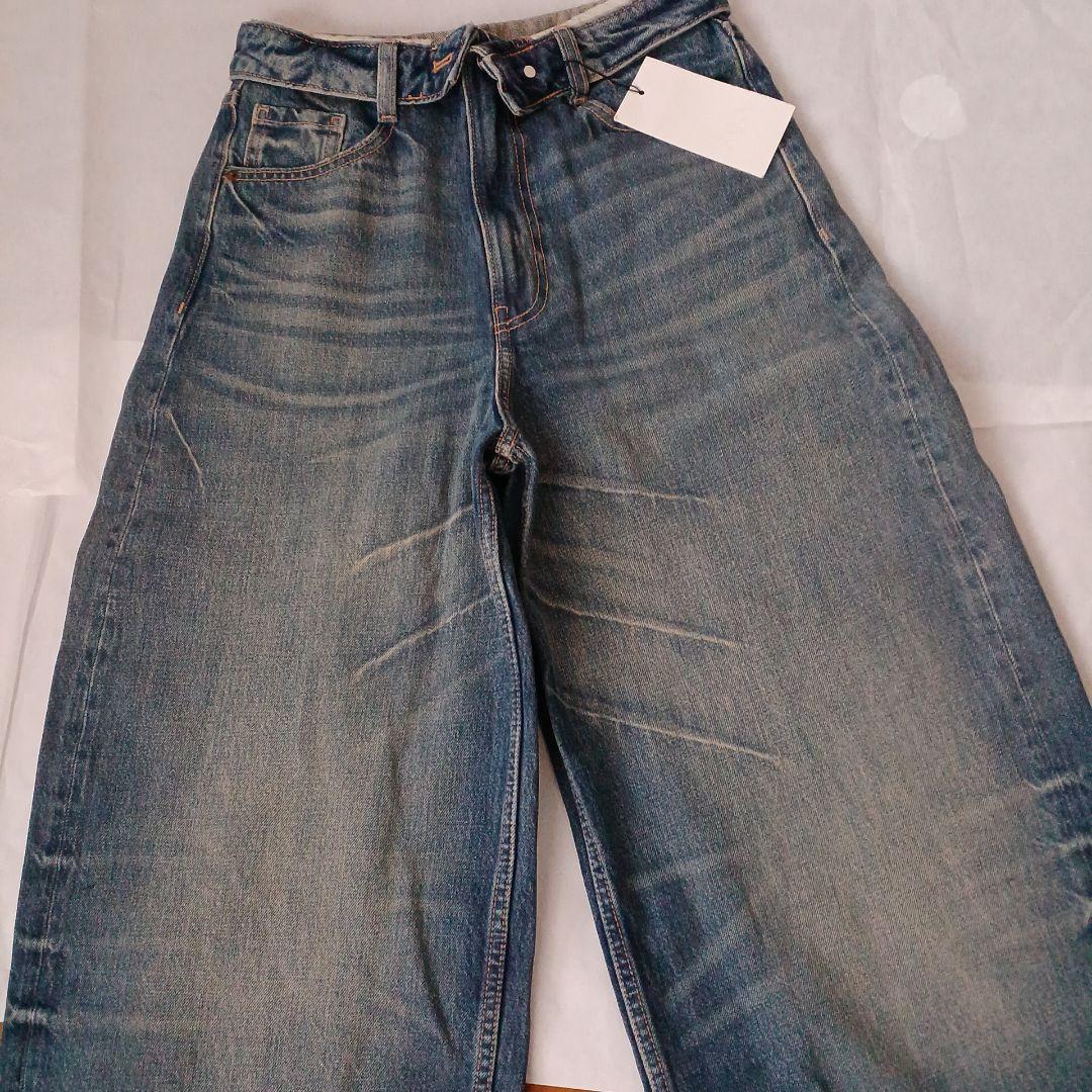 完売品 ZARA TRF ミッドライズ折り返しウエストデニムパンツ 34