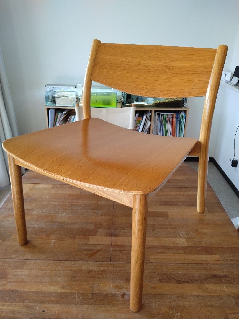 【極美品】MUJI/無印良品 オーク材ラウンジチェアワイド①ダイニングカフェ椅子
