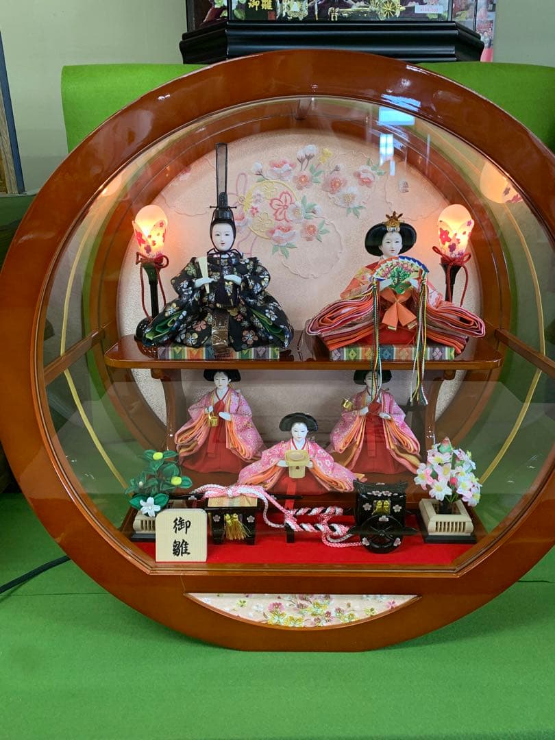 お雛様　円形アクリルケース　難あり