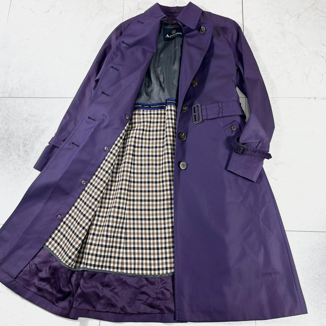 ✨未使用級 アクアスキュータム 希少カラー トレンチコート ライナー チェック