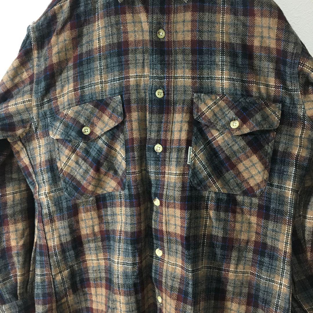 【個性派古着】ノースフェイス　日本製　長袖総柄デザインシャツ　チェック柄　M