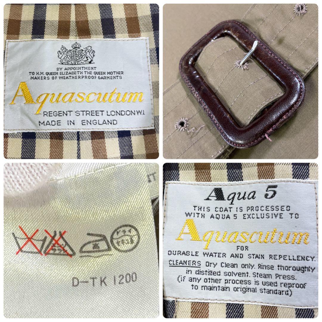 美品　アクアスキュータム　アクア5 ギンガムチェック　ライナー　トレンチコート