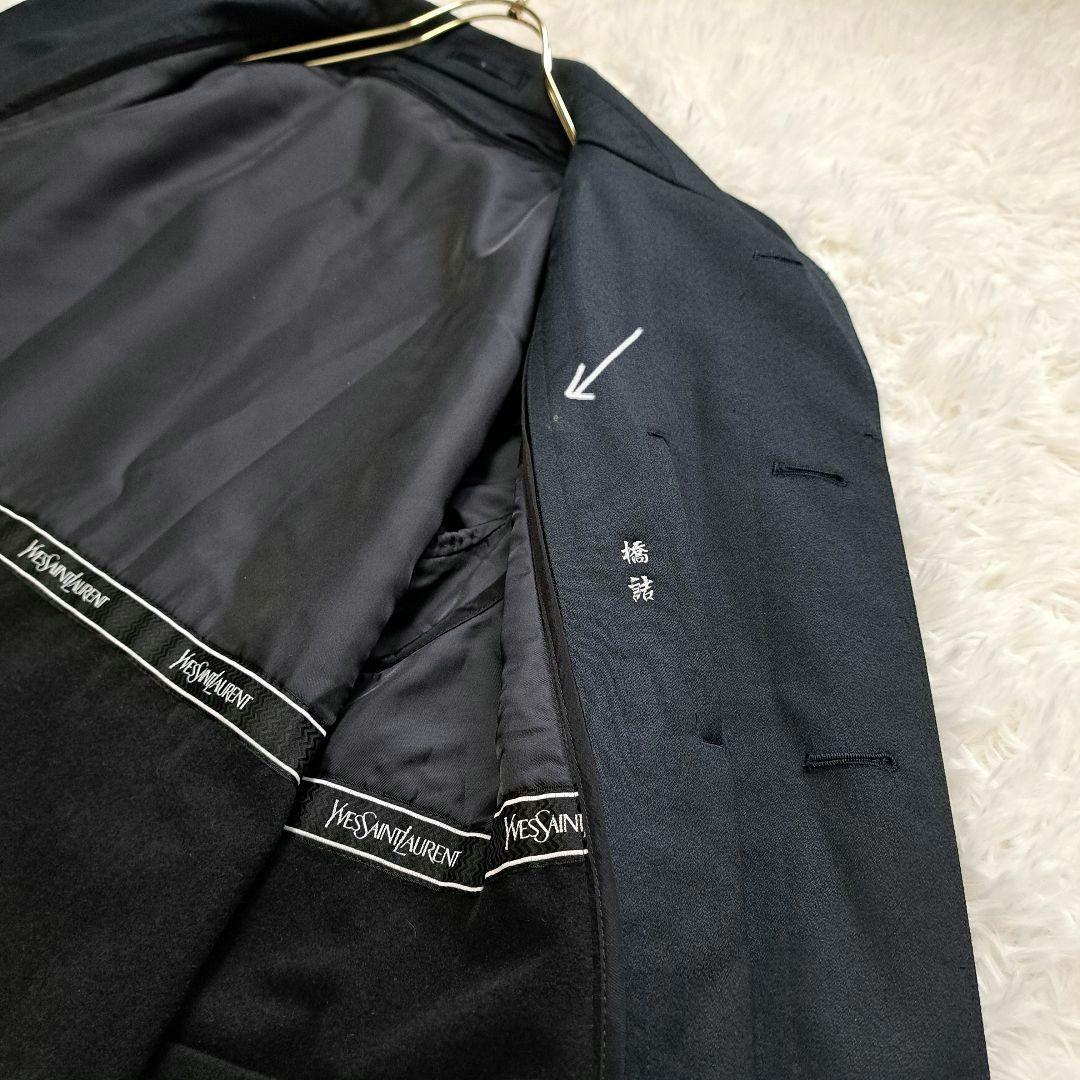 YSL【極美品】 ウールシルク ステンカラーコート ライナー取外し可 日本製