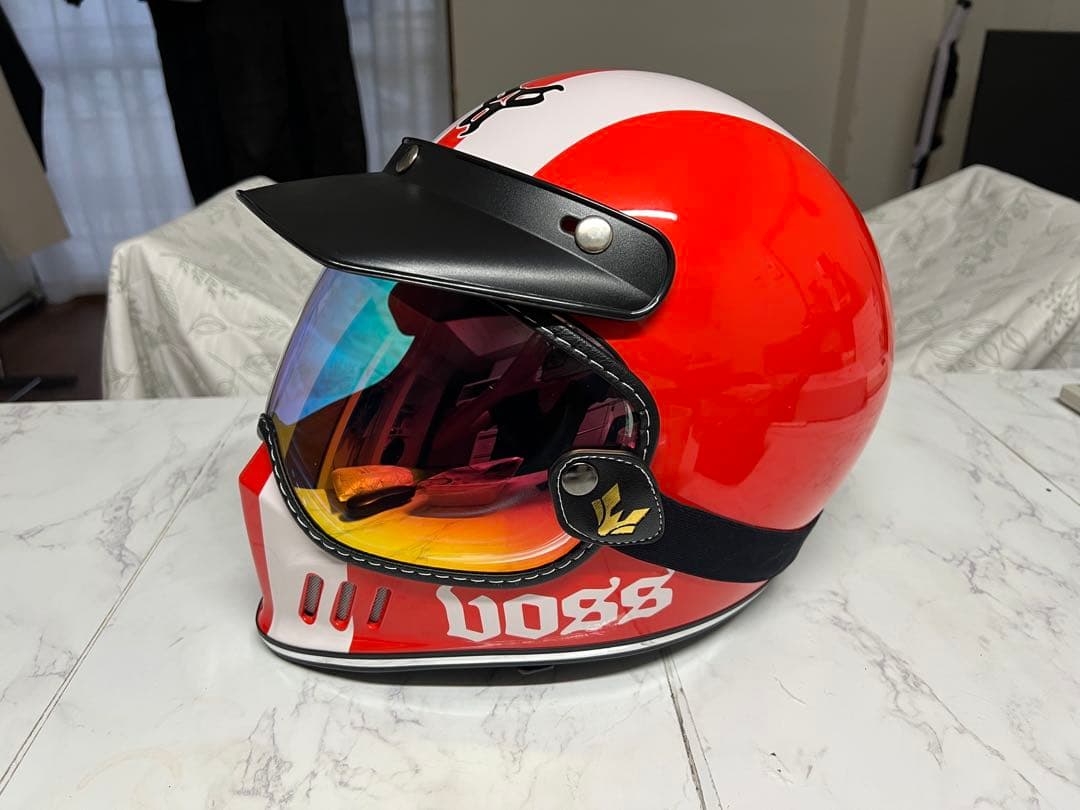 【極美品】Voss フルフェイス ヘルメット　レッド　専用ゴーグル付き