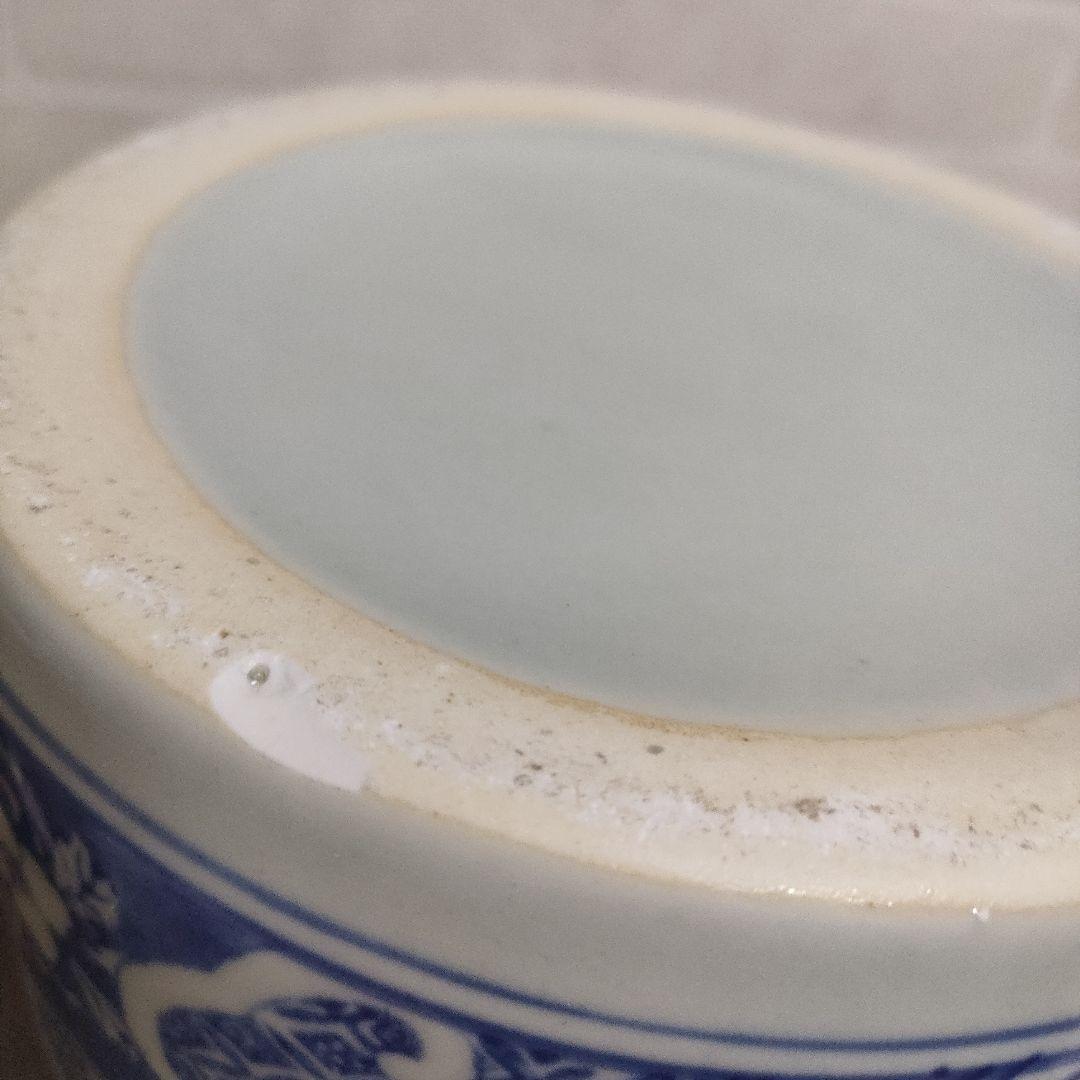 陶器製 染付 傘立て 宝船 七福神 唐草