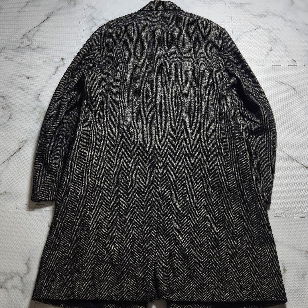 XXL相当 dunhill 近年モデル チェスターコート ヘリンボーン カシミヤ