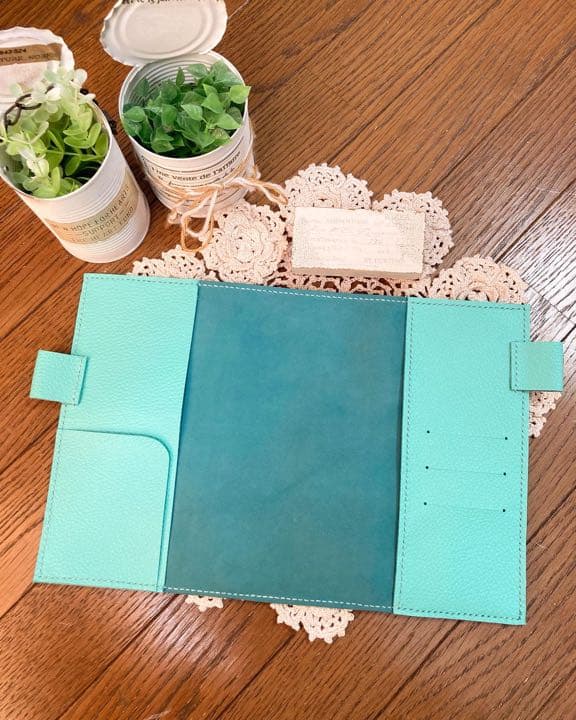 ご確認用　A5 手帳カバー　バタフライタイプ　牛革ティファニーブルー　本革