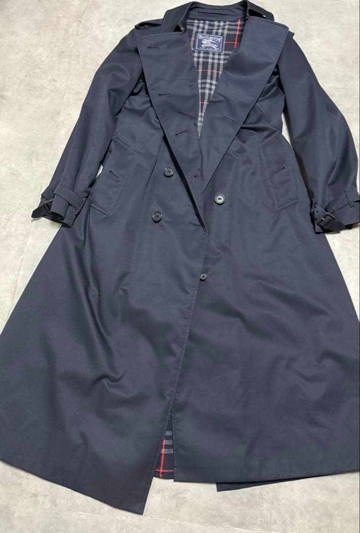 バーバリーズ　トレンチコート　Burberrys チェック裏地 ネイビー　英国製