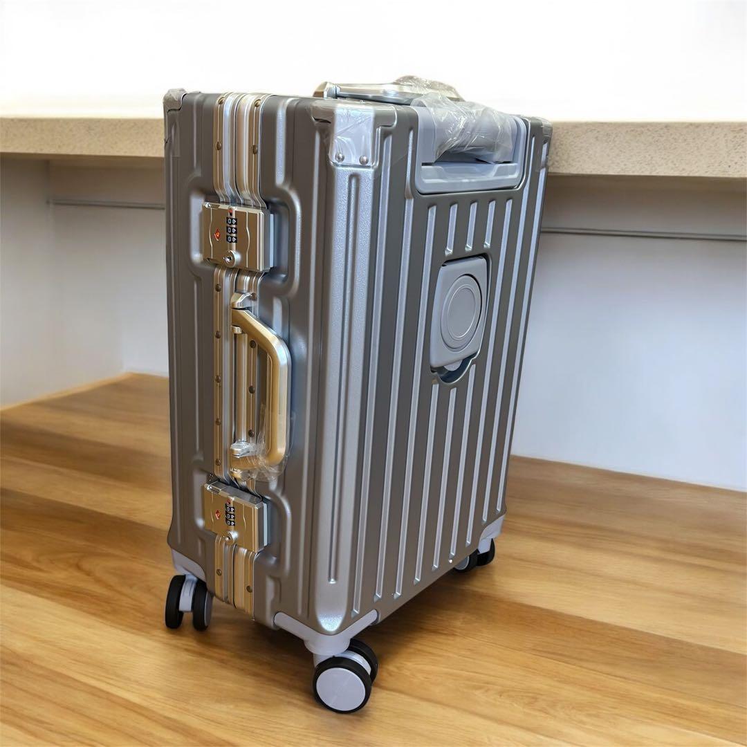 スーツケース アルミフレームタイプ キャリーケース シルバー 機内持込可 S