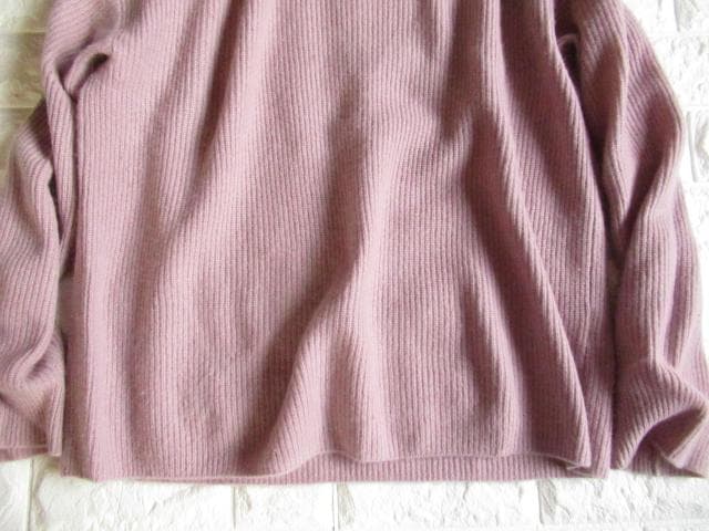 ラウンジドレス 上質 カシミヤ100％ 女っぷり起毛Vネックニット くすみピンク