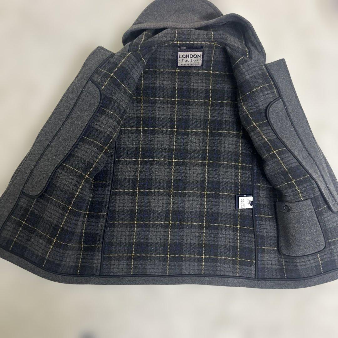 ☆未使用級☆ ロンドントラディション　ダッフルコート　グレー　裏地チェック