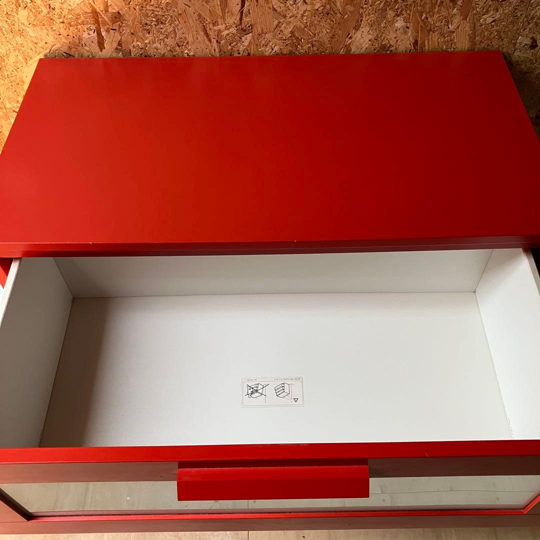 A2E62■IKEA BRIMNES イケア ブリムネス 3段チェスト レッド