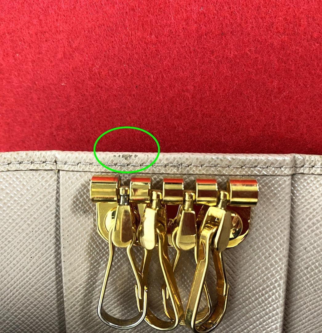 プラダ 4連 キーケース 1PG004 サフィアーノレザー ピンクベージュ