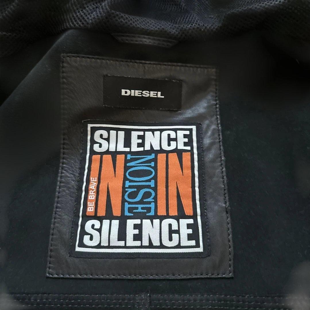 【DIESEL】 フード付きブラックレザージャケット パーカー サイズS 美品