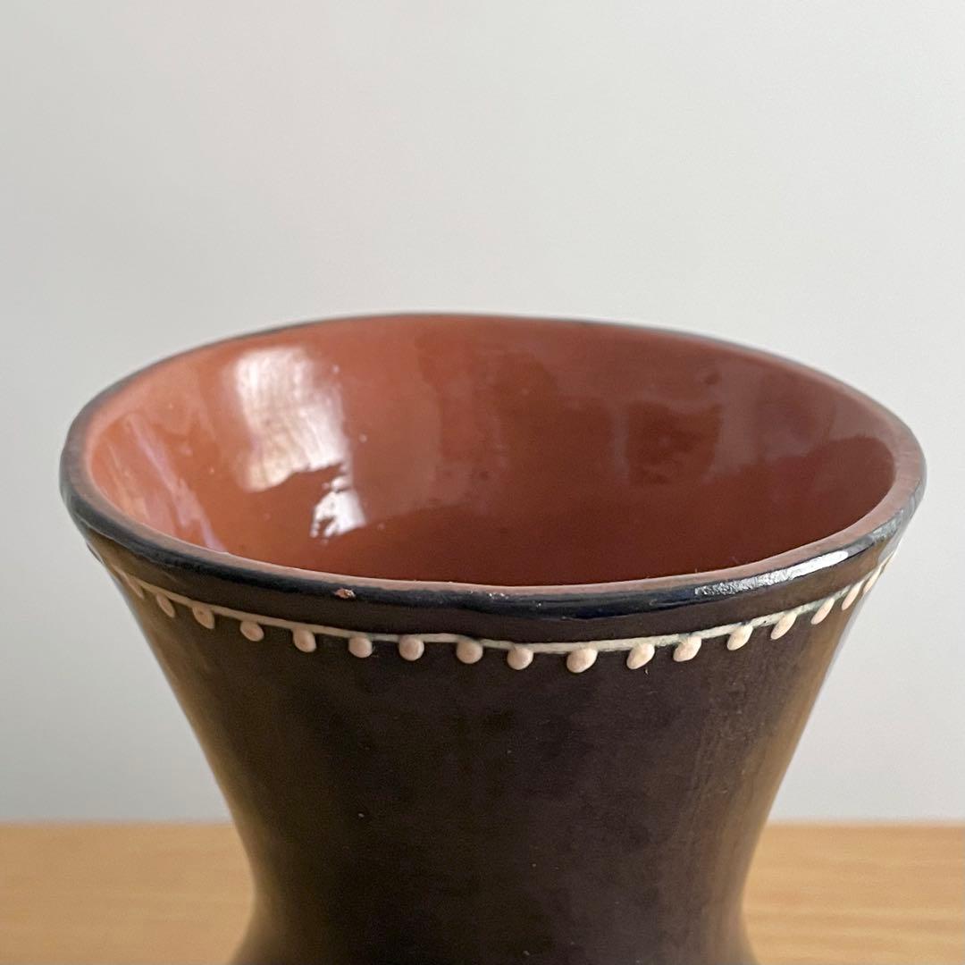 リトアニア？ ビンテージ いっちん描き 鳥花文 ピッチャー 花入 スリップウェア